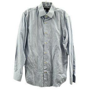Banana Republic Dress Shirt Men's Small Blue Striped Long-sleeve Button-…
